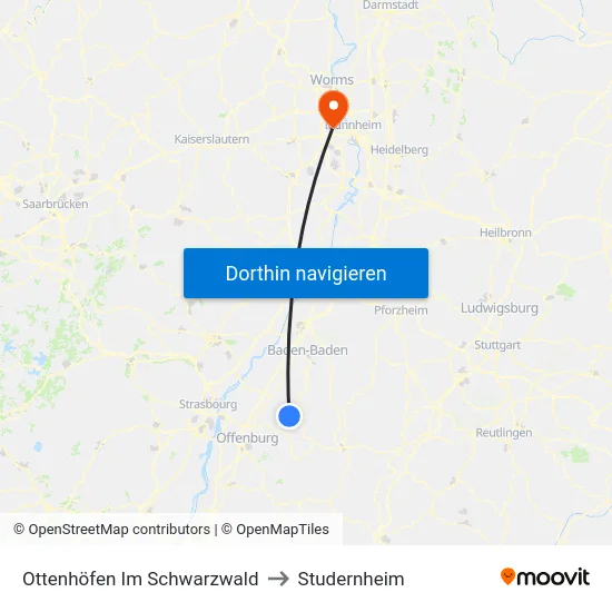 Ottenhöfen Im Schwarzwald to Studernheim map