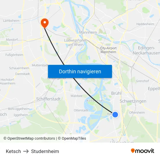 Ketsch to Studernheim map