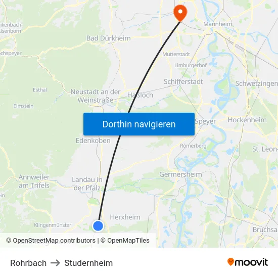 Rohrbach to Studernheim map