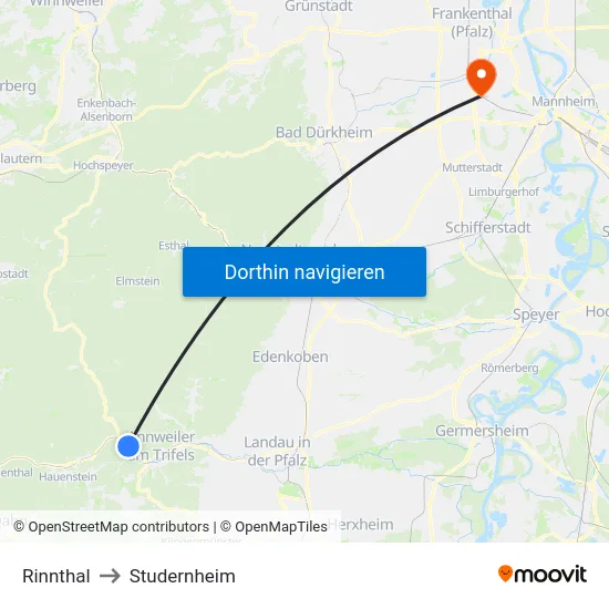Rinnthal to Studernheim map