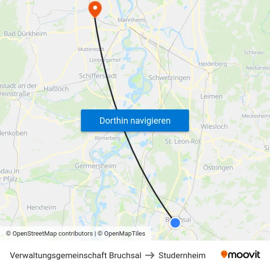 Verwaltungsgemeinschaft Bruchsal to Studernheim map