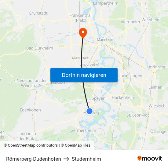 Römerberg-Dudenhofen to Studernheim map
