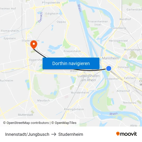 Innenstadt/Jungbusch to Studernheim map