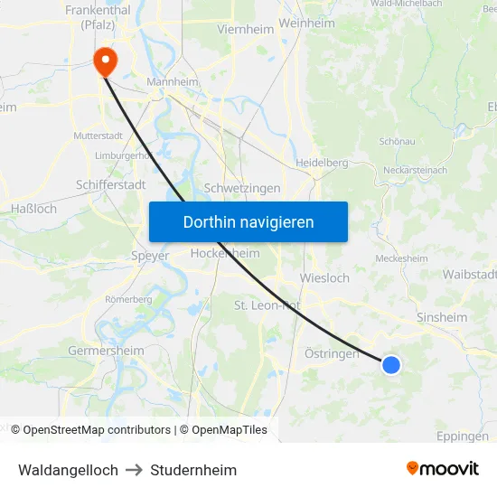 Waldangelloch to Studernheim map