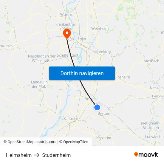 Helmsheim to Studernheim map