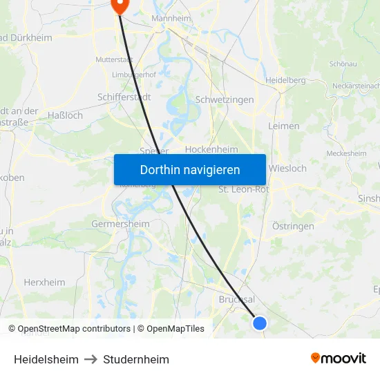 Heidelsheim to Studernheim map