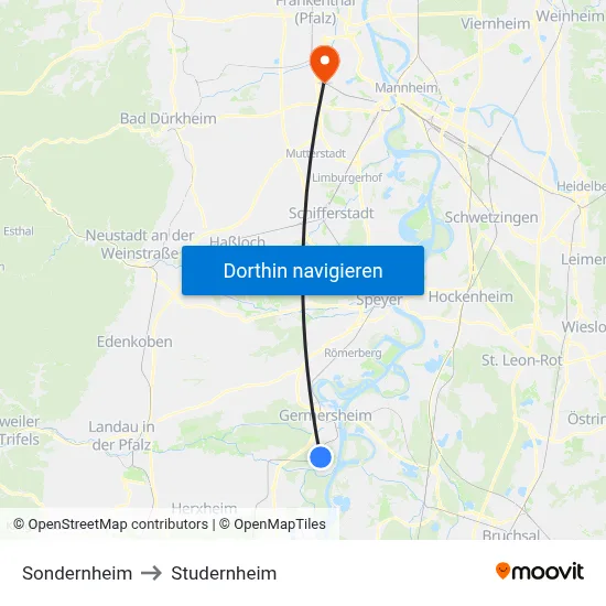 Sondernheim to Studernheim map