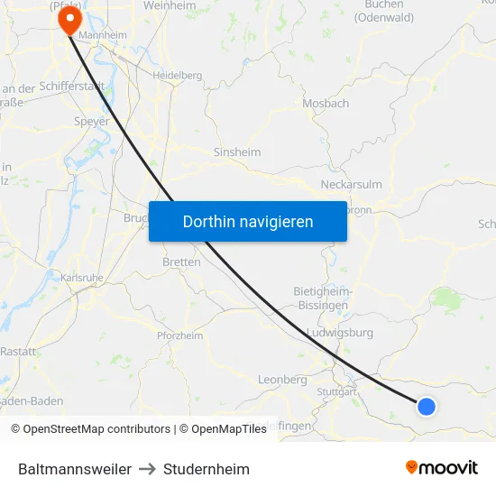 Baltmannsweiler to Studernheim map