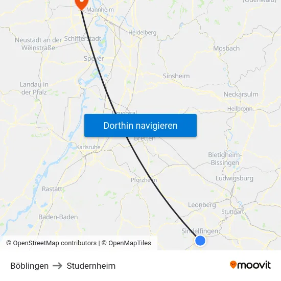Böblingen to Studernheim map