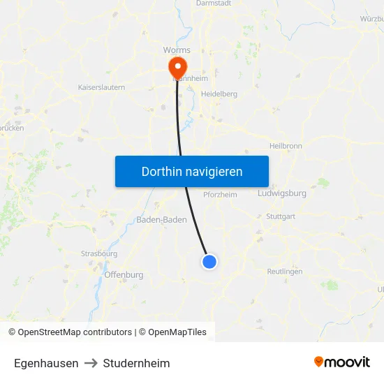 Egenhausen to Studernheim map