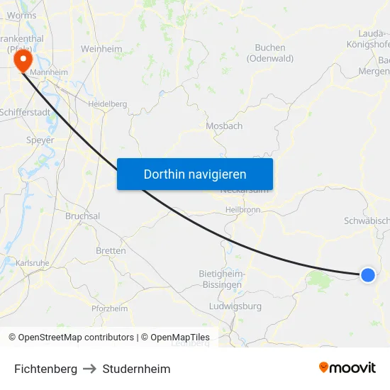 Fichtenberg to Studernheim map