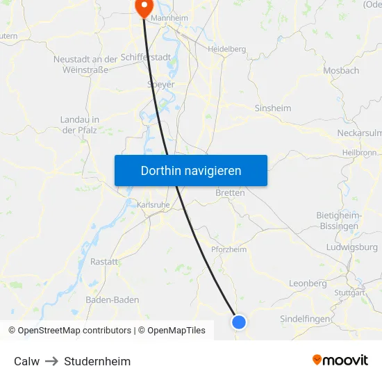 Calw to Studernheim map