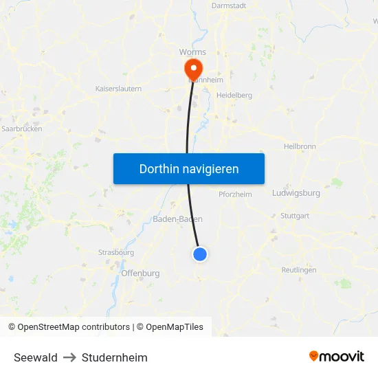 Seewald to Studernheim map