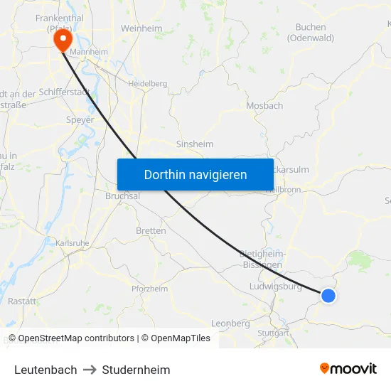 Leutenbach to Studernheim map