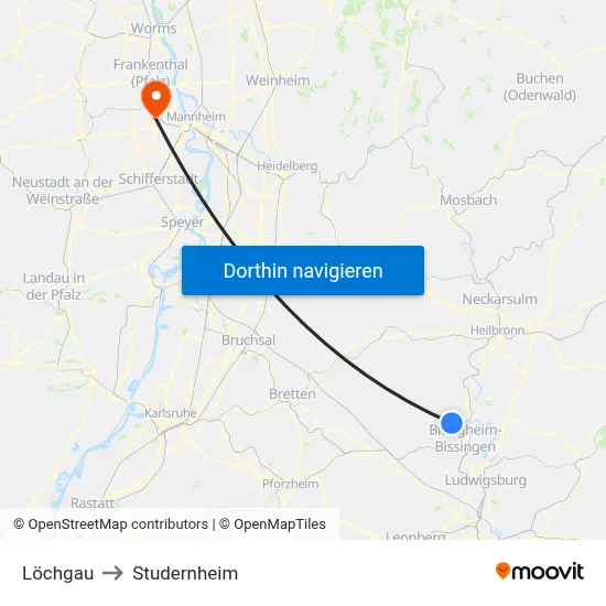 Löchgau to Studernheim map