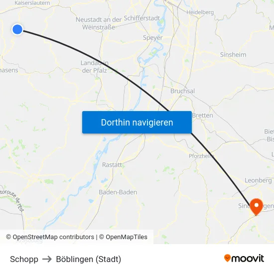 Schopp to Böblingen (Stadt) map
