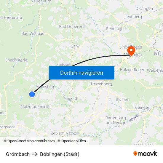 Grömbach to Böblingen (Stadt) map