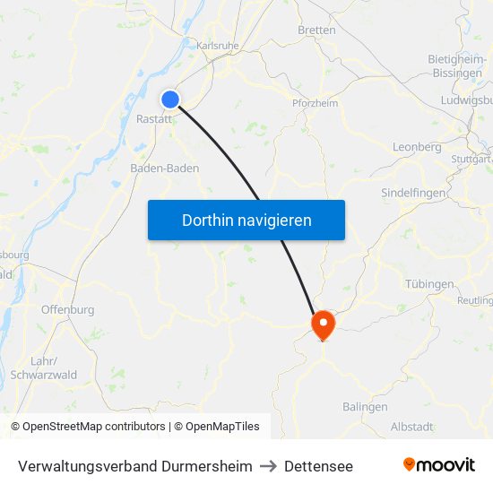 Verwaltungsverband Durmersheim to Dettensee map