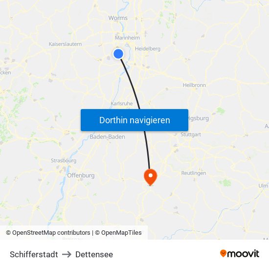 Schifferstadt to Dettensee map
