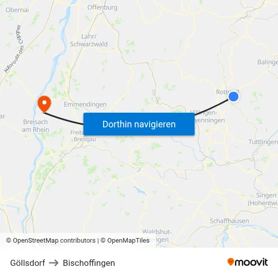 Göllsdorf to Bischoffingen map