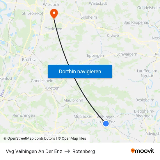 Vvg Vaihingen An Der Enz to Rotenberg map