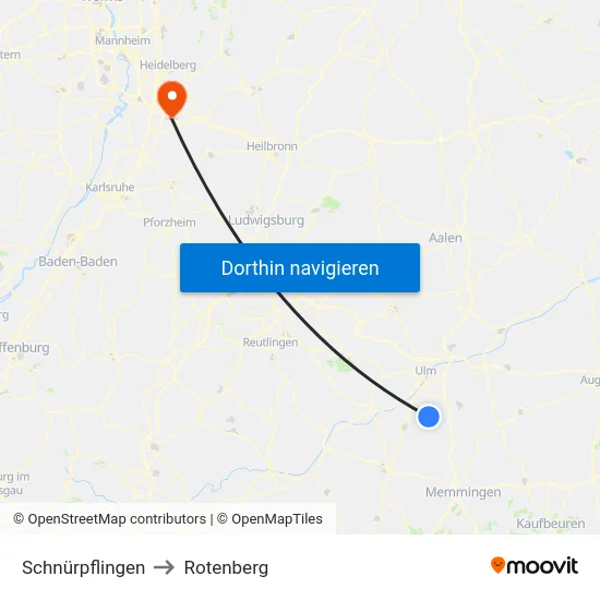 Schnürpflingen to Rotenberg map