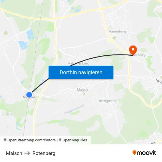 Malsch to Rotenberg map