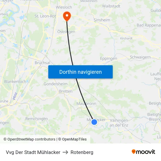 Vvg Der Stadt Mühlacker to Rotenberg map