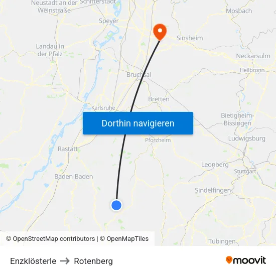 Enzklösterle to Rotenberg map