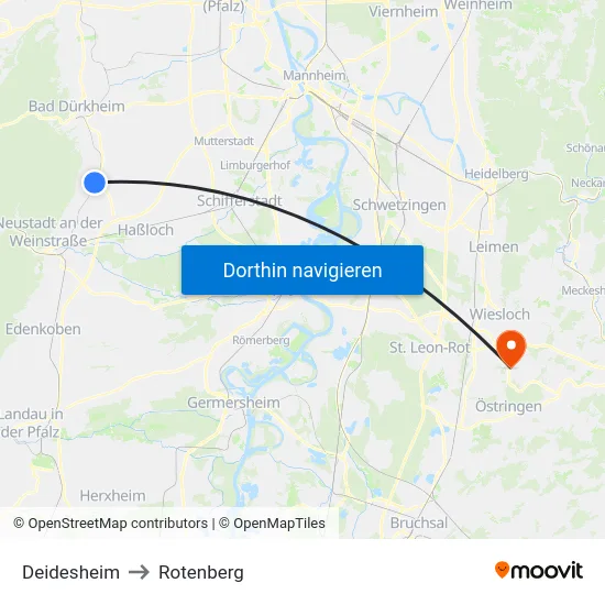 Deidesheim to Rotenberg map