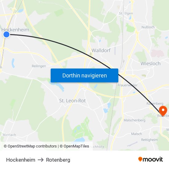 Hockenheim to Rotenberg map