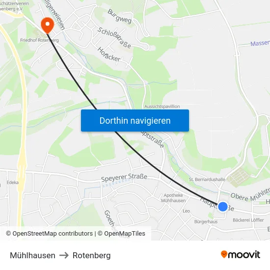 Mühlhausen to Rotenberg map