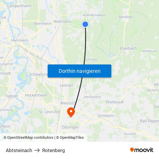Abtsteinach to Rotenberg map