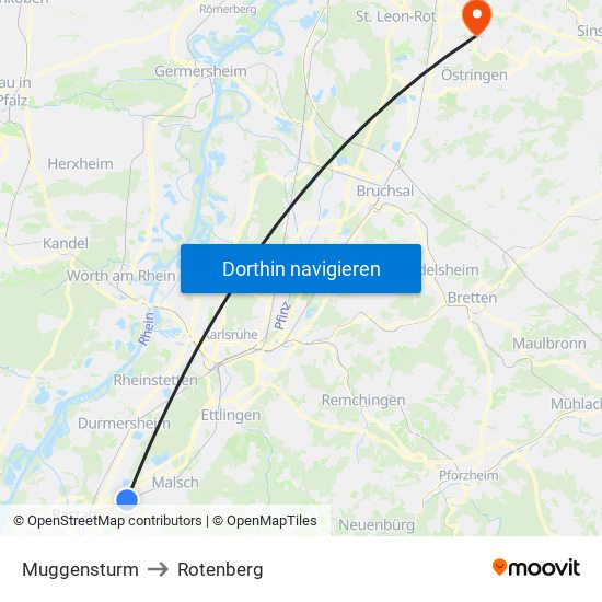 Muggensturm to Rotenberg map