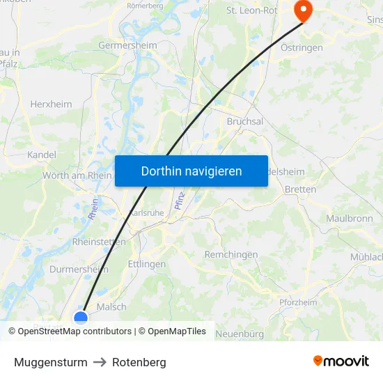 Muggensturm to Rotenberg map