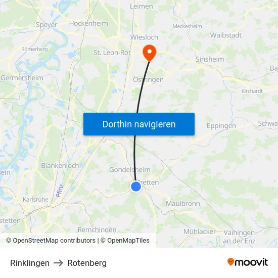 Rinklingen to Rotenberg map