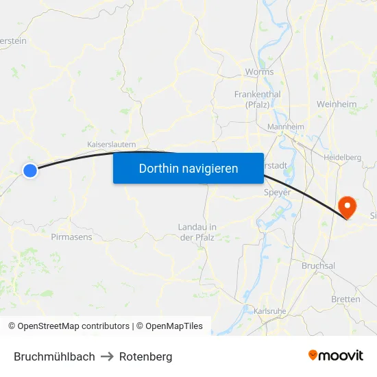 Bruchmühlbach to Rotenberg map