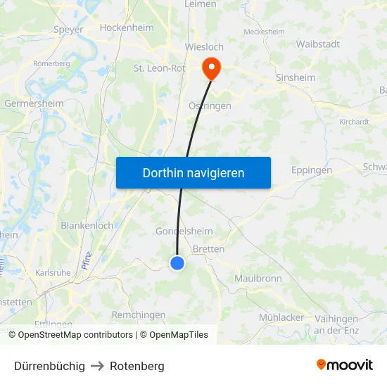 Dürrenbüchig to Rotenberg map