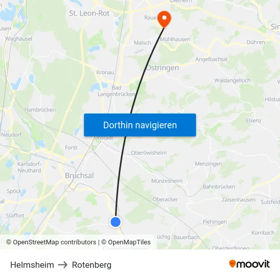 Helmsheim to Rotenberg map