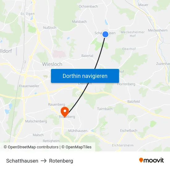 Schatthausen to Rotenberg map