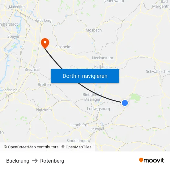 Backnang to Rotenberg map