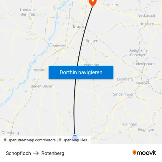 Schopfloch to Rotenberg map