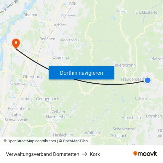 Verwaltungsverband Dornstetten to Kork map