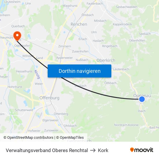 Verwaltungsverband Oberes Renchtal to Kork map