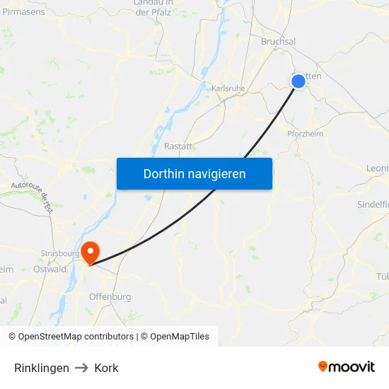 Rinklingen to Kork map