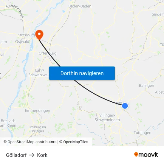 Göllsdorf to Kork map