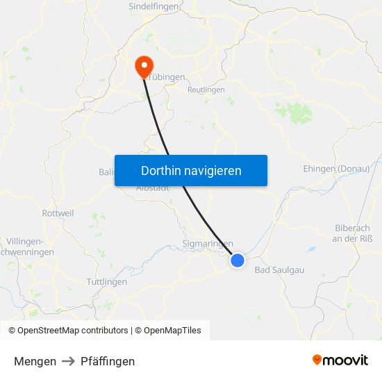 Mengen to Pfäffingen map