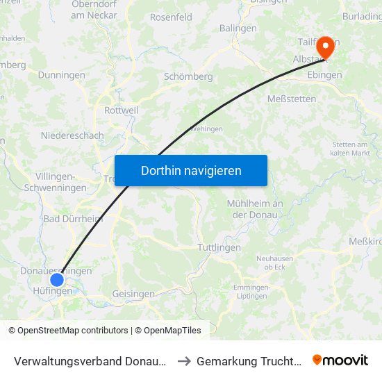 Verwaltungsverband Donaueschingen to Gemarkung Truchtelfingen map