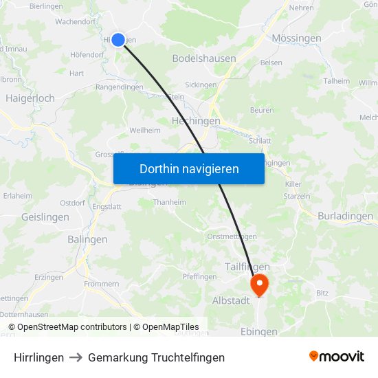 Hirrlingen to Gemarkung Truchtelfingen map