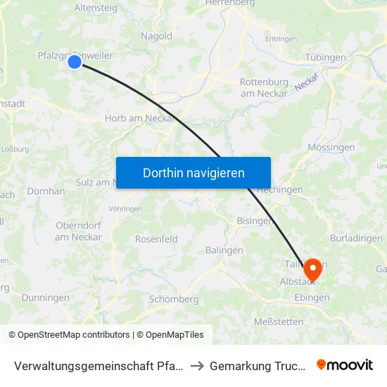 Verwaltungsgemeinschaft Pfalzgrafenweiler to Gemarkung Truchtelfingen map